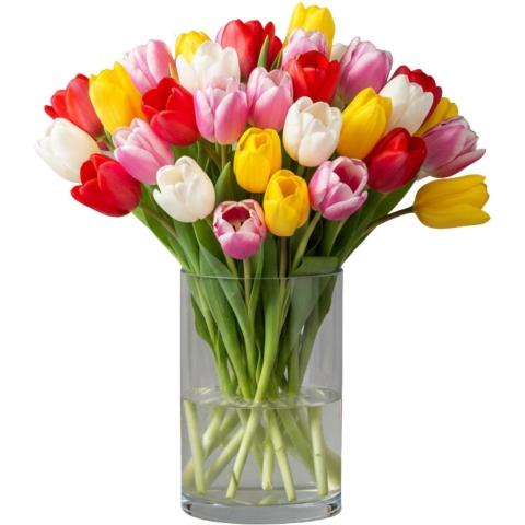 Vaas - transparant - 15 x 12 cm - glas - cilinder vorm - vazen - bloemenvaas -