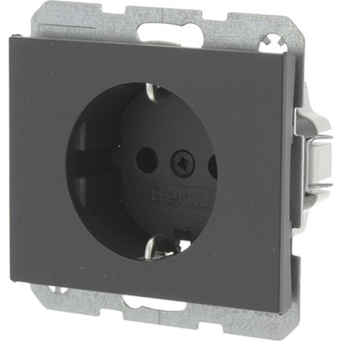 Berker K1 Contactdoos | Inbouw | 1-voudig | Randaarde | Antraciet - 66.022.42