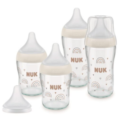 Flessenset NUK Perfect Match Glas Regenboog 0-3mnd