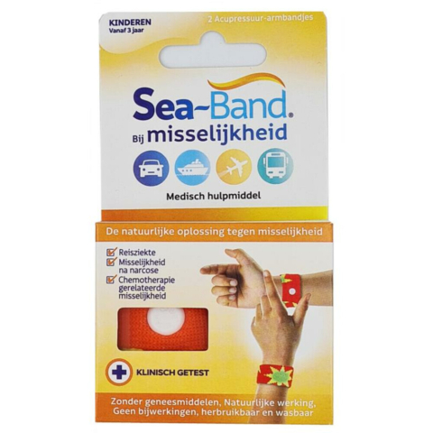 3x Sea Band Polsband Bij Misselijkheid Kinderen Oranje 2 stuks
