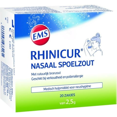 2x Rhinicur Neus Spoelzout zakje 20 stuks