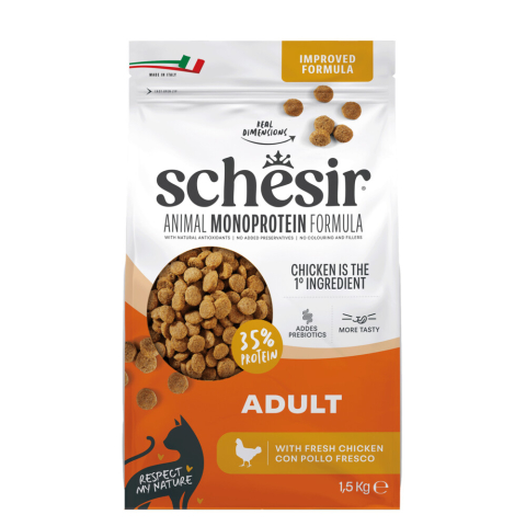 6x Schesir Monoproteïne Kattenvoer Droog Kip 1,5 kg