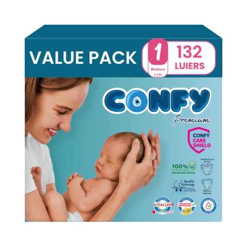 3x Confy Premium Luiers Maat 1 Newborn 2-5kg 44 stuks