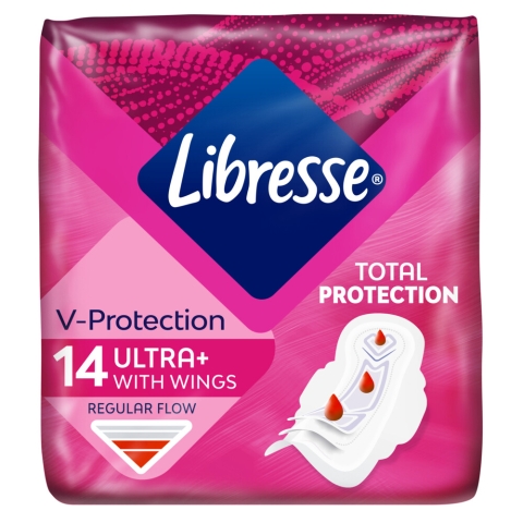 16x Libresse Ultra+ Regular Maandverband met Vleugels 14 stuks