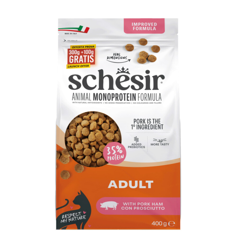 8x Schesir Monoproteïne Promo Kattenvoer Droog Ham 400 gr