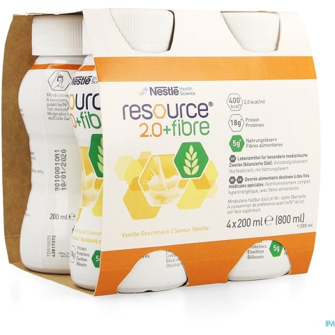 Nestlé Resource 2.0 Fibre Vanille | 4 x 200 ml