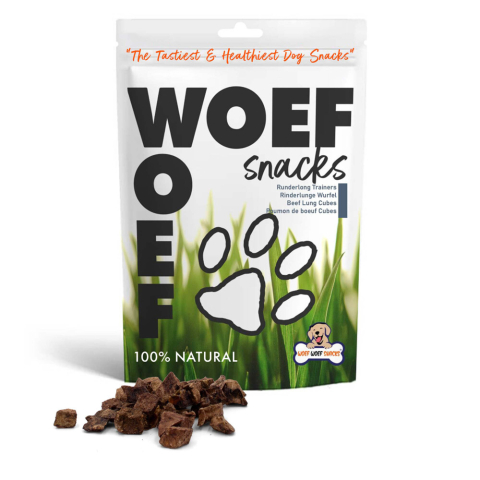 6x Woef Woef Hondensnack Runderlong Trainers M 100 gr