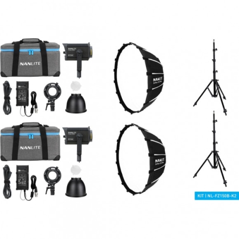 Nanlite Forza 150B Bi-Colour LED Dual Kit (w/ Light Stand And Softbox)