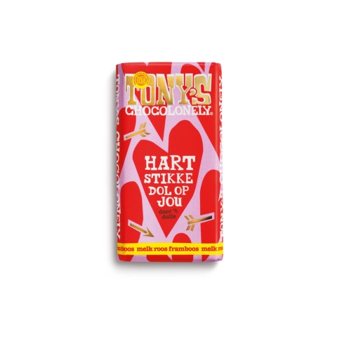 4x Tony's Chocolonely Giftbar Vaderdag Liefde Melk Roos Framboos 180 gr