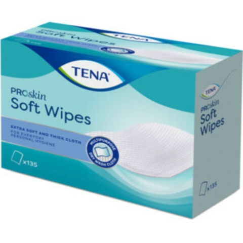 4x TENA Proskin Soft Wipes 30 x 32 cm 135 stuks