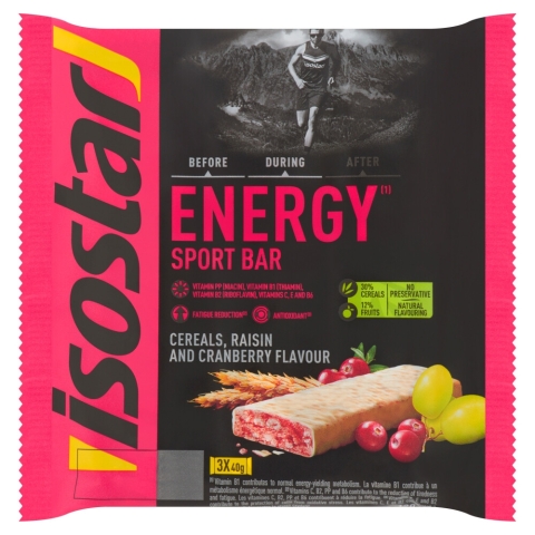 6x Isostar High Energy Sportreep Cranberry 3 x 40 gr