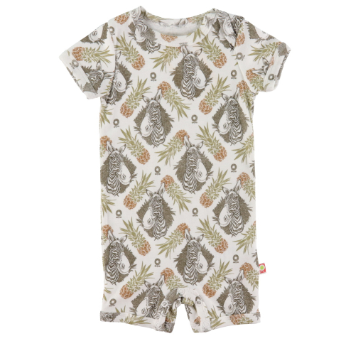 Katvig Zomer Romper - Wit m. Tropisch Patroon - Katvig - 68 - Zomer Rompers