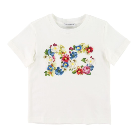 Dolce & Gabbana T-Shirt - Blooming - Wit m. Logo - Dolce & Gabbana - 12 jaar (152) - T-Shirts
