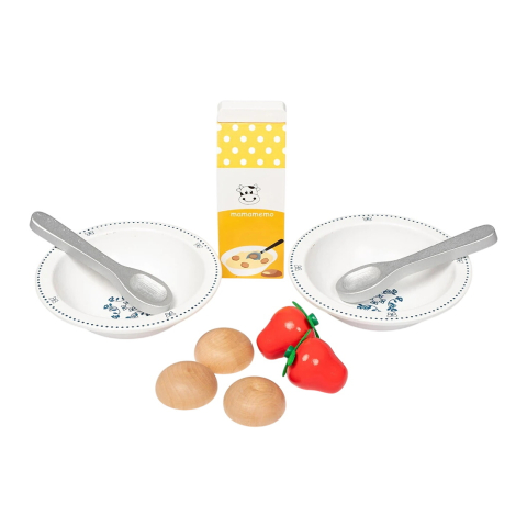 MaMaMeMo Speelgoedeten - Hout - Koude kom Set - 10 Onderdelen - MaMaMeMo - OneSize - Speelgoedeten