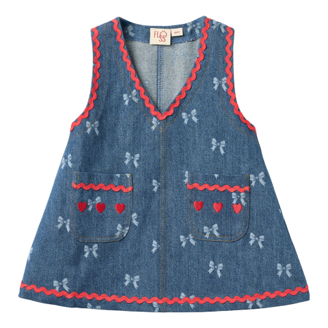 Flöss Spencer - Eva - Denim Blue Bow - Flöss - 5 jaar (110) - Jurken
