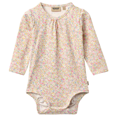 Wheat Romper l/s - Liv - Blush Flower Weide - Wheat - 62 - Rompers Lange Mouw