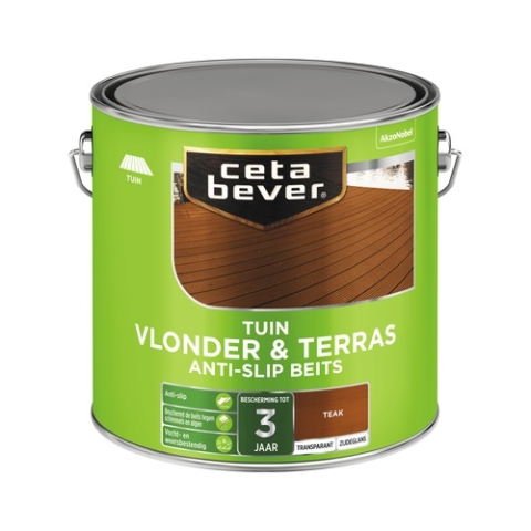 Cetabever Vlonder & Terras Anti-Slip Beits Transparant Zijdeglans Teak 5L