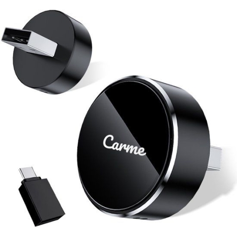 CarMe Ultra Mini - 2-in-1 CarPlay Dongle - Draadloos CarPlay & Android Auto - USB-A & USB-C - Rond