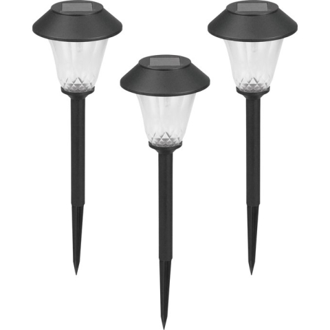 Luxform - St. Tropez - Tuinlampen 3 stuks - Solar - 5 Lumen - Zwart - Werkend op zonne-energie