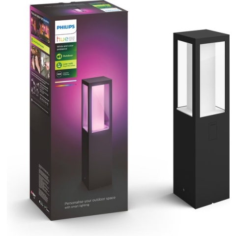 Philips Hue Impress sokkellamp - wit en gekleurd licht - zwart - laag - laagspanning - uitbreiding