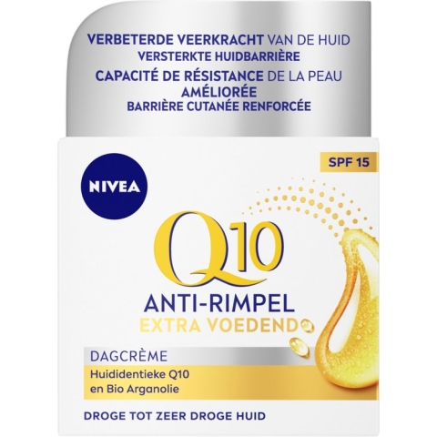 NIVEA Q10 Power – Dagcrème – Extra voedend – Anti-rimpel – SPF 15 – Bio arganolie – Droge huid – 50 ml