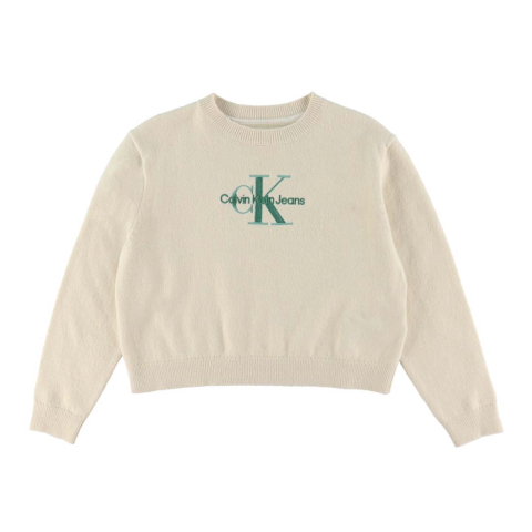 Calvin Klein Blouse - Gebreid - Monoloog - Whitecap Grey - Calvin Klein - 14 jaar (164) - Shirts