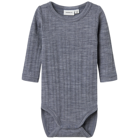 Name It Romper l/s - Wol - Noos - NbmWang - Folkstone grijs - Name It - 62 - Rompers Lange Mouw
