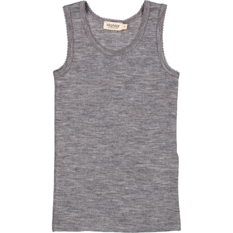 MarMar Onderhemd - Wol - Pointelle - Tavi - Grey Melange - MarMar - 1½ jaar (86) - Hemden