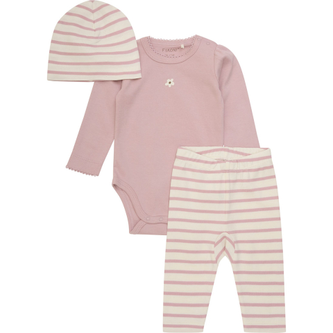 Fixoni Set - Leggings/Muts/Romper l/s - Shadow Grijs - Fixoni - 68 - Rompers Lange Mouw
