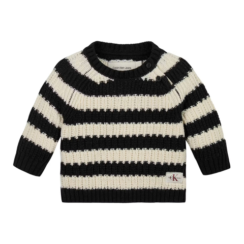 Calvin Klein Blouse - Gebreid - Stripe - Black/Witkap - Calvin Klein - 4 jaar (104) - Shirts