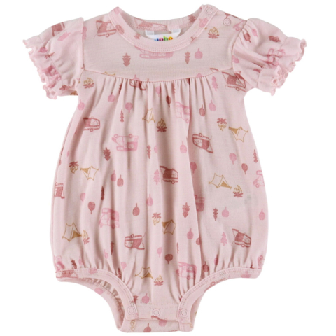 Joha Zomer Romper - Wol - Roze m. Camping - Joha - 60 - Zomer Rompers