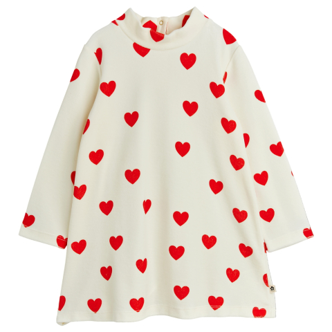Mini Rodini Jurk - Fluweel - Hearts - Wit - Mini Rodini - 6-7 jaar (116-122) - Jurken