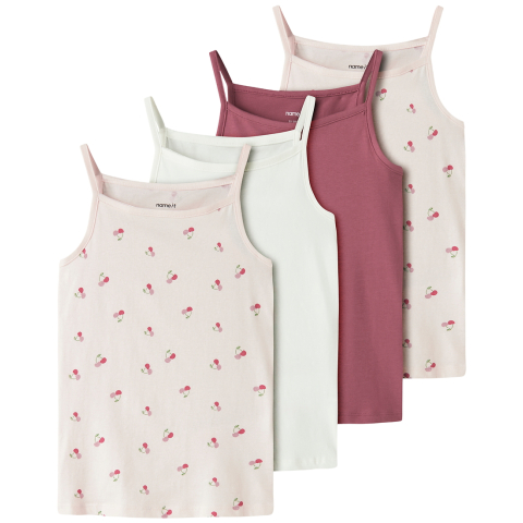 Name It Hemden - NkfStrap - 4-pack - Mauve Morn/Cherry/Rose - Name It - 4 jaar (104) - Hemden