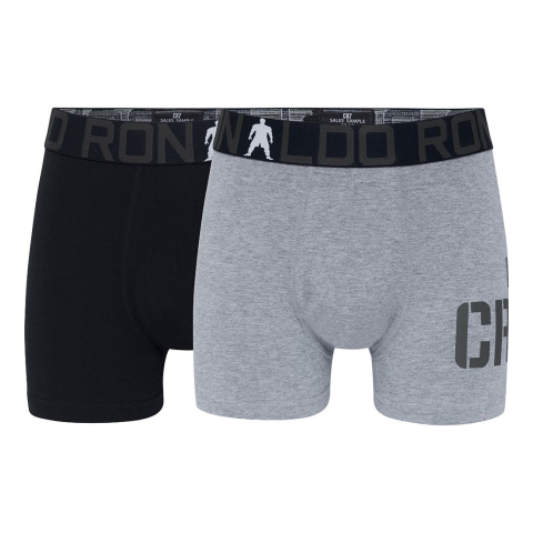 JBS - CR7 Boxershorts - 2-pack - Bamboe - Grijs/Zwart - JBS - 10-12 jaar (140-152) - Boxershorts