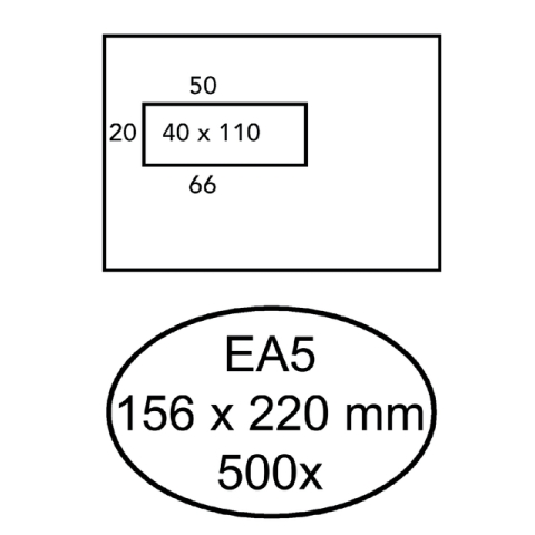Envelop Hermes EA5 156x220mm venster 4x11links zelfklevend 500 stuks
