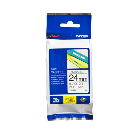 Labeltape Brother P-touch TZe-251 standaard 24mm zwart op wit