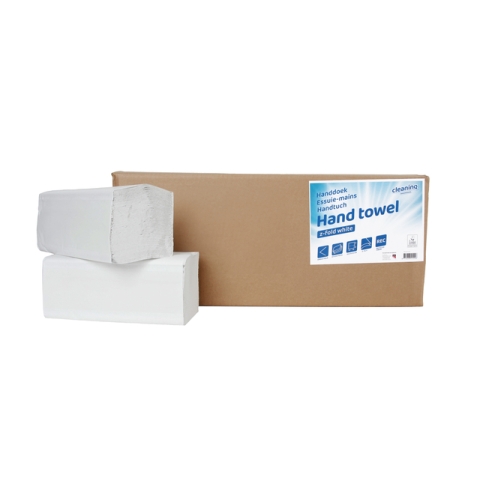 Handdoek Cleaninq H3 z-vouw 2-laags 225x220mm 20x200 vel wit