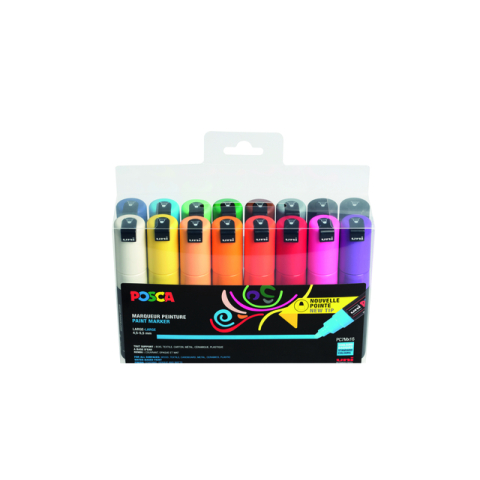Paintmarker Uni POSCA PC7M breed assorti set à 16 stuks