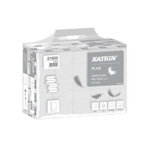 Handdoek Katrin Plus w-vouw 3-laags 203x320mm 25x90 vel wit 61600
