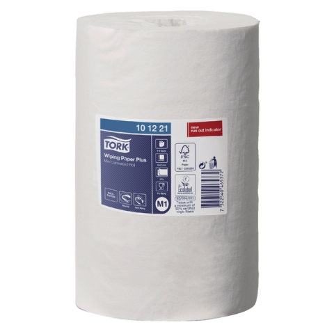 Poetspapier Tork Wiping plus minirol M1 2 laags centerfeed 74,9m wit  101221