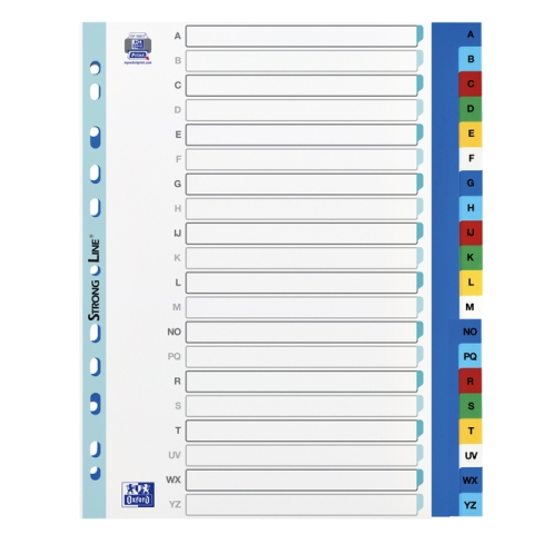 Tabbladen Oxford A4+ 11-gaats 20-delig A-Z PP kleur