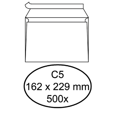 Envelop Hermes bank C5 162x229mm zelfklevend wit doos à 500 stuks