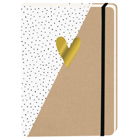 Notitieboek kraft gouden hart A5 lijn 92 pagina's softcover