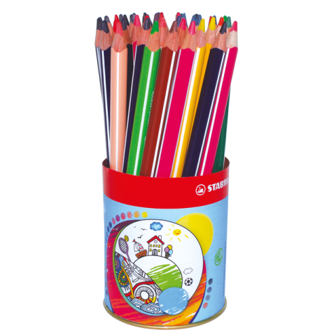 Kleurpotloden STABILO 203 Trio dik assorti classpack blik à 38 stuks