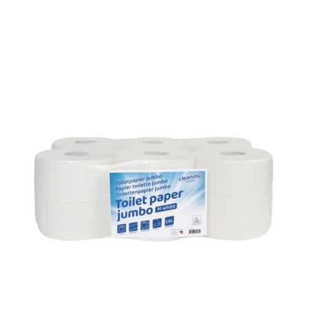 Toiletpapier Cleaninq T2 jumbo klein 2-laags 12x150m wit