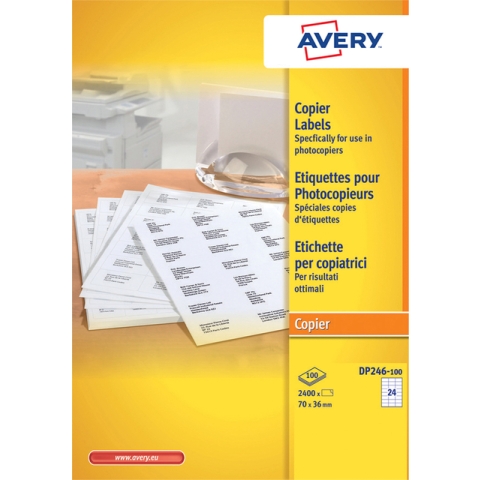 Etiket Avery DP246-100 70x36mm wit 2400 stuks