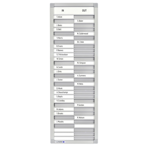 Aan-afwezigheidsbord Legamaster 770x260mm 30 namen