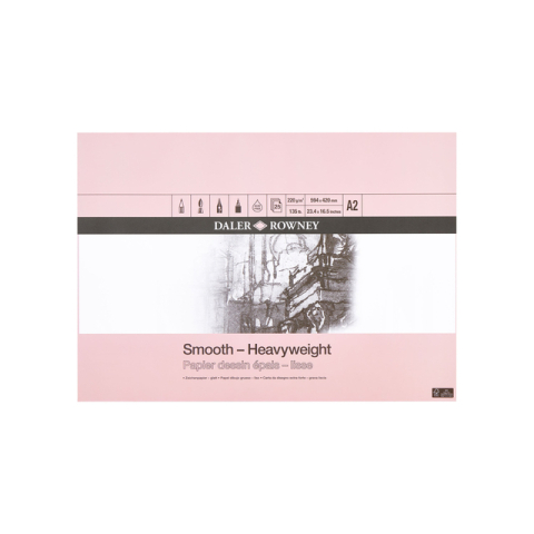 Tekenpapier Daler-Rowney Smooth Heavyweight 220gr A2 natuurlijk wit