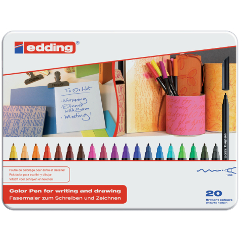 Fineliner edding 1200 fijn assorti blik à 20 stuks