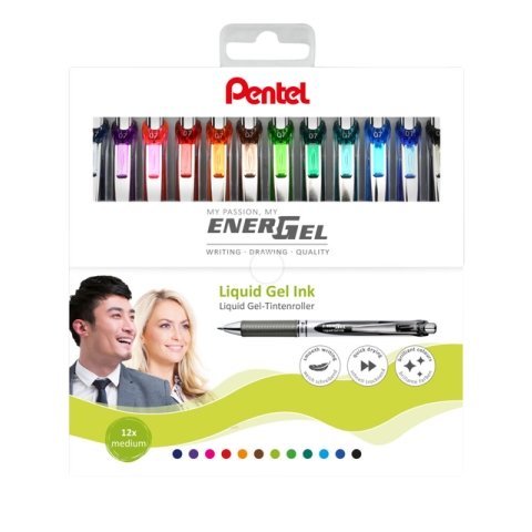 Gelschrijver Pentel BL77 Energel medium assorti 12 stuks